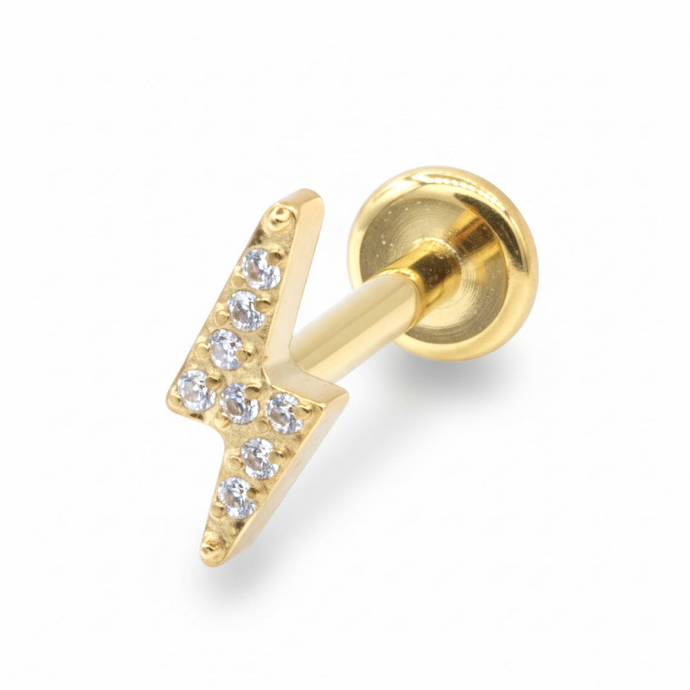 Titanium Lightning Crystal Helix Ear Piercing TLB-027