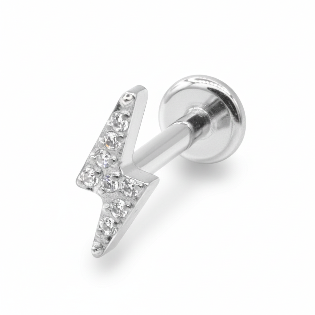 Titanium Lightning Crystal Helix Ear Piercing TLB-027