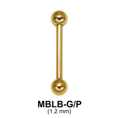 Gold Plated 1.2mm Straight Barbells ball GMBLB