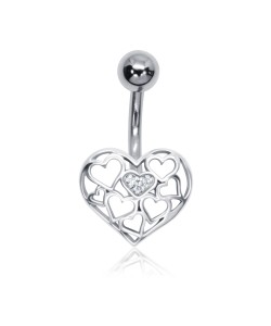 Heart With CZ Belly Piercing BP-1823