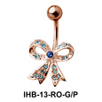 Stone Encrusted Bow Belly Piercing IHB-13