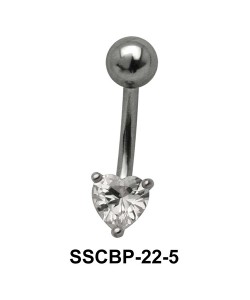 Prong Set Heart Belly CZ Crystal SSCBP-22-5