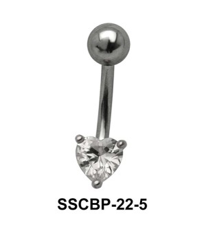 Prong Set Heart Belly CZ Crystal SSCBP-22-5