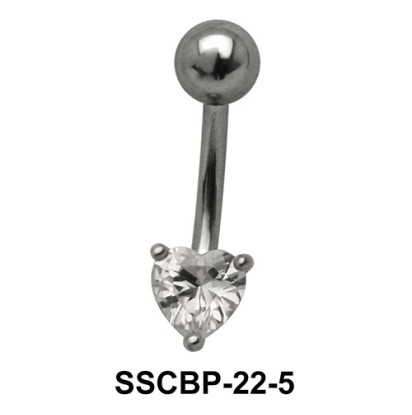 Prong Set Heart Belly CZ Crystal SSCBP-22-5