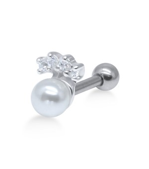 Pearl with Stones Helix Ear Piercing TIP-2395